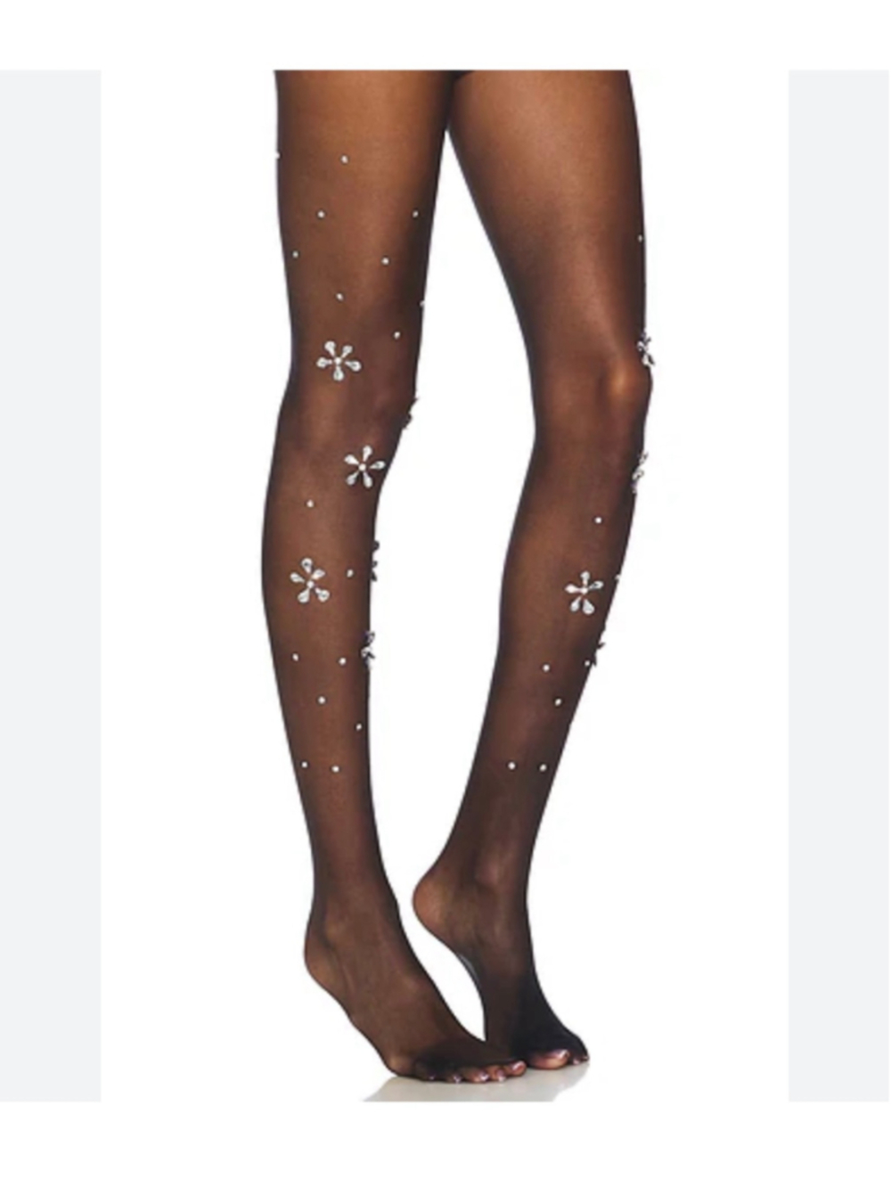 superdown Claudia Black Rhinestone Embellished Tights, One Size